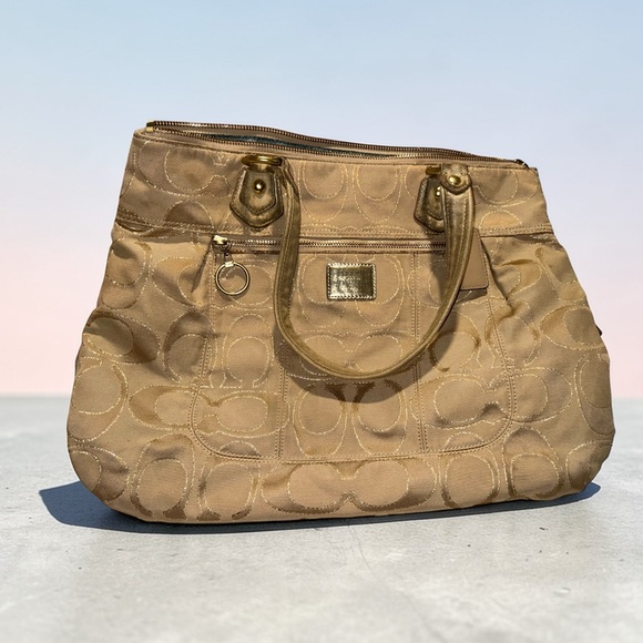 Coach Handbags - Coach Poppy Signature Jacquard Tote with Gold Hardware